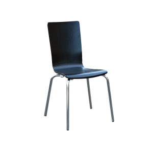 Roma Veneer Chair Black on Chrome Legs